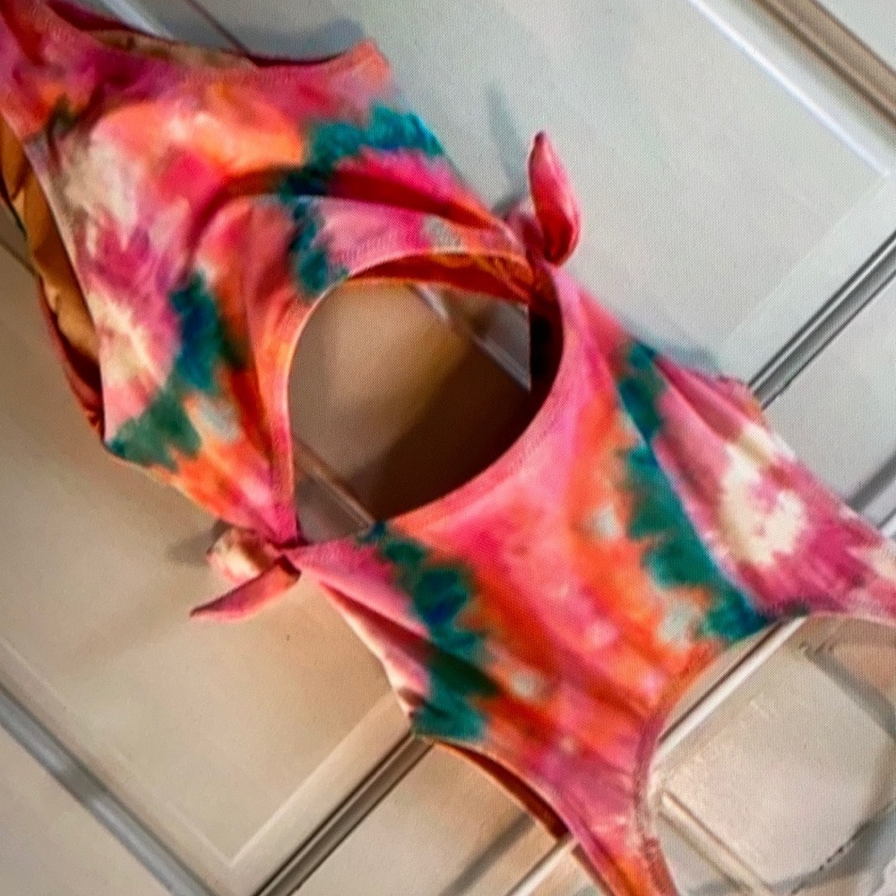 Girls features tie dye pattern color design one piece